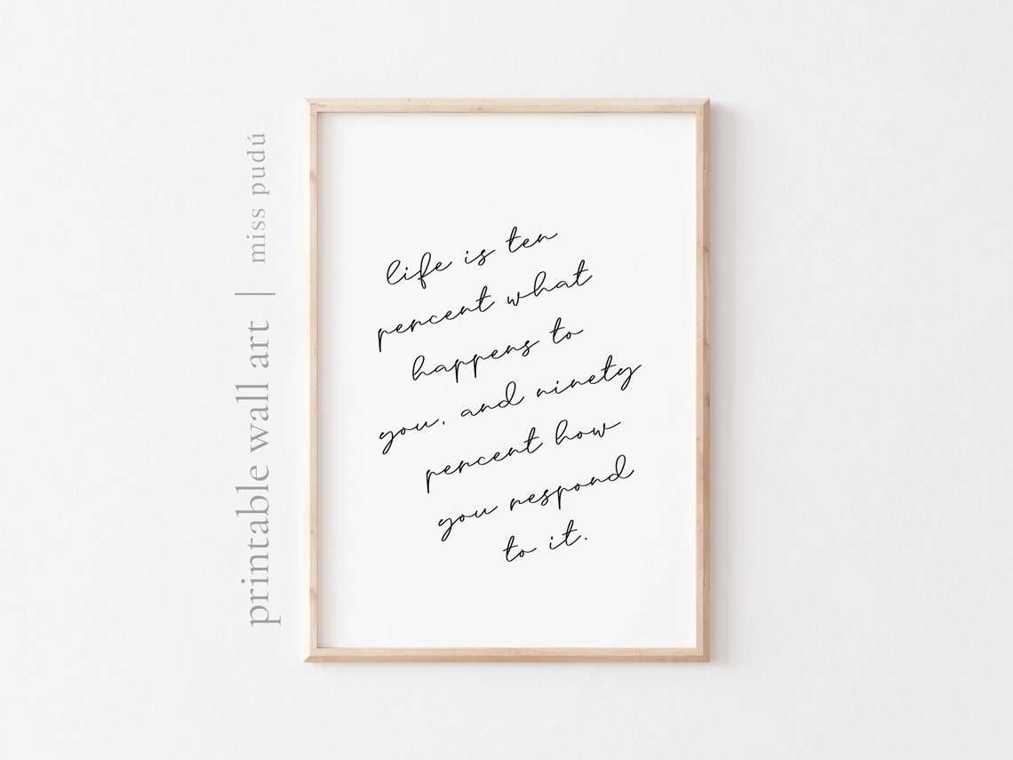Life Is Ten Percent Response Quote Poster Mindset Script Decor