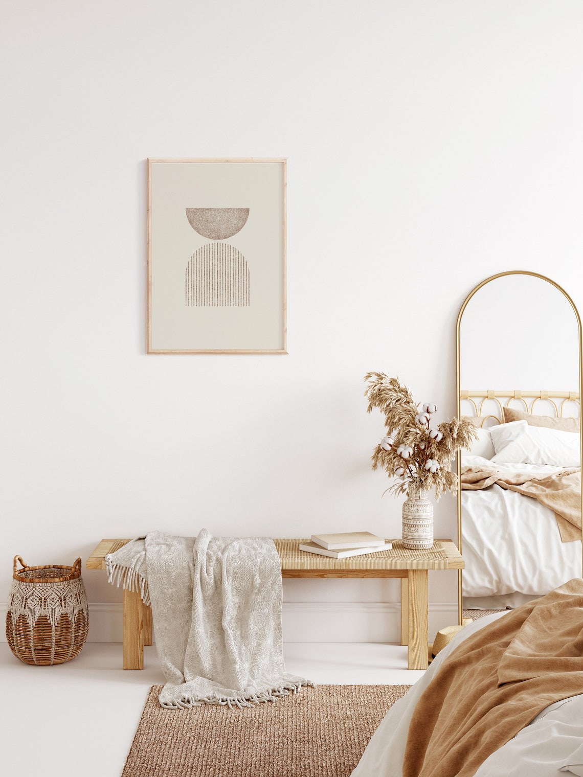Mid Century Geometric Arch Beige Abstract Illustration Poster - Image 2