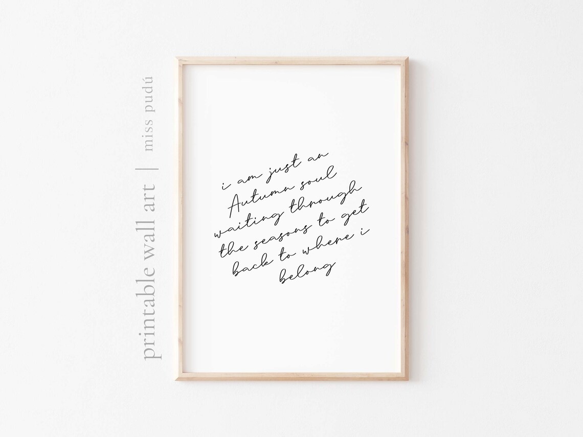 Autumn Soul Fall Quote Poster Cozy Seasonal Minimalist Decor