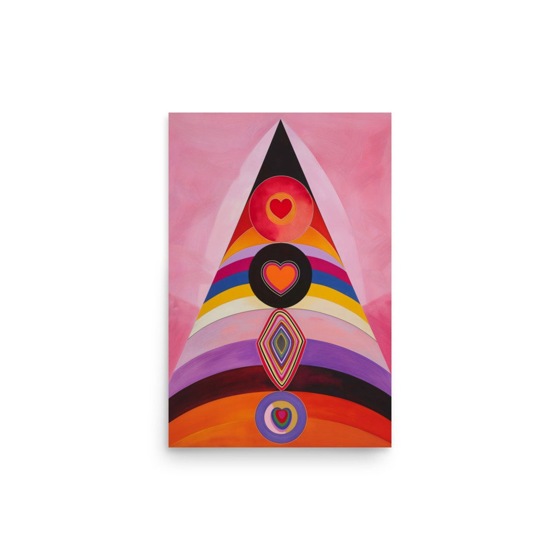 Hilma af Klint Style Geometric Heart Spire Rainbow Abstract Poster - Image 2