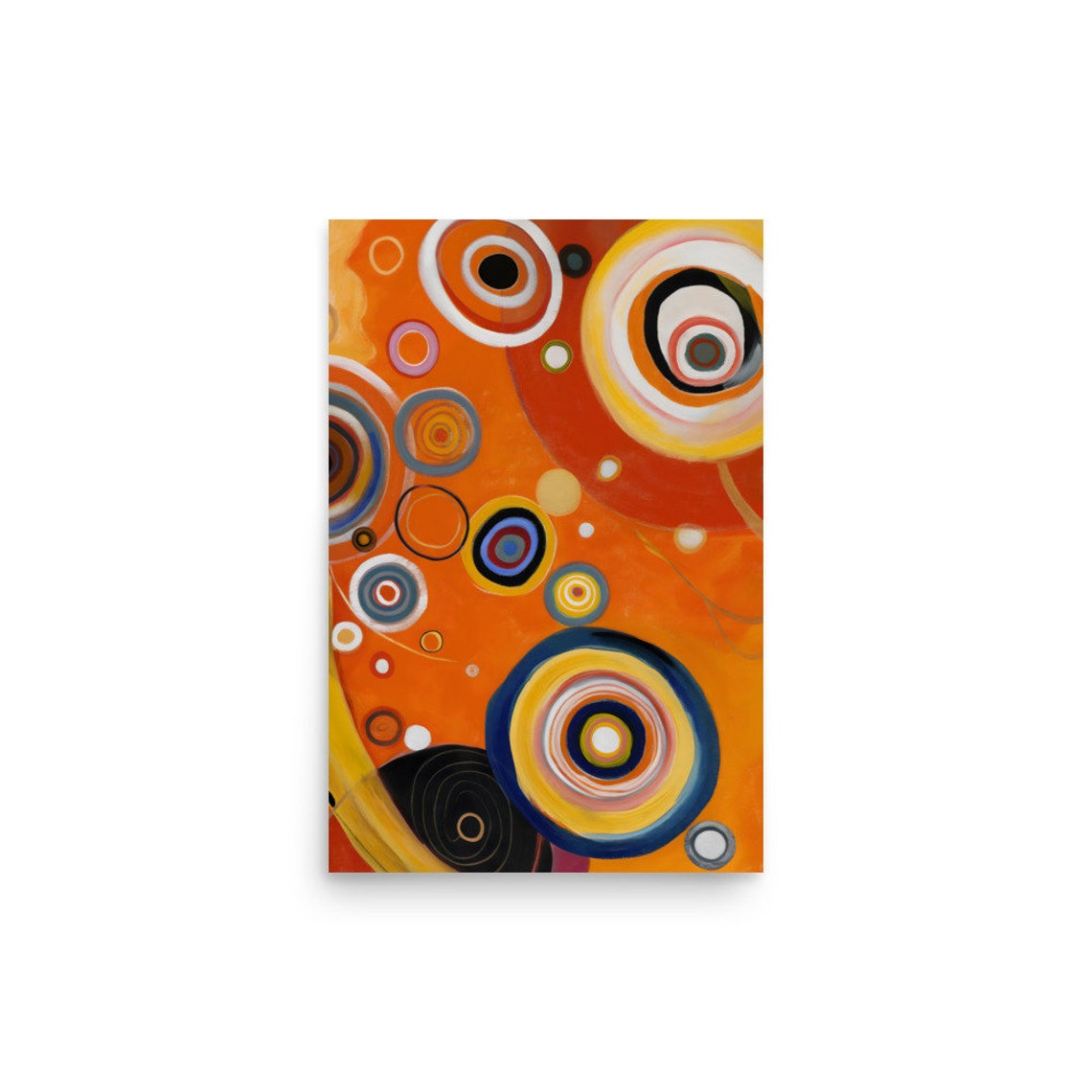 Kandinsky Style Concentric Circles Warm Orange Abstract Art Poster - Image 2