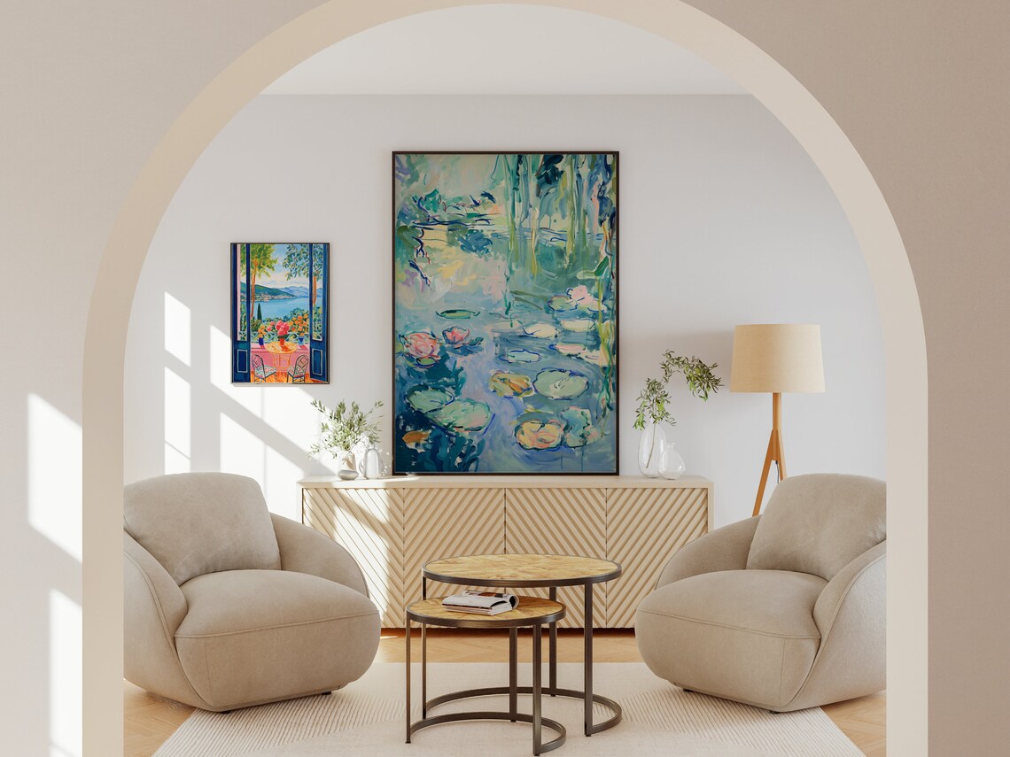 Water Lilies Painting Poster, Monet-Inspired Art Print - Image 2