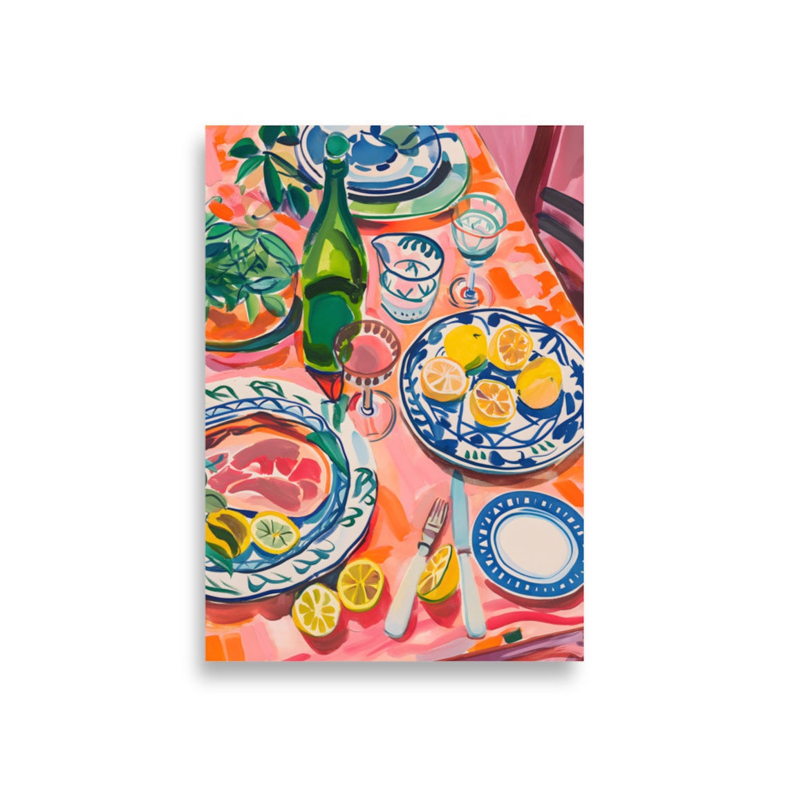 Dinner Party Food Print, Retro Kitchen Poster - Image 2