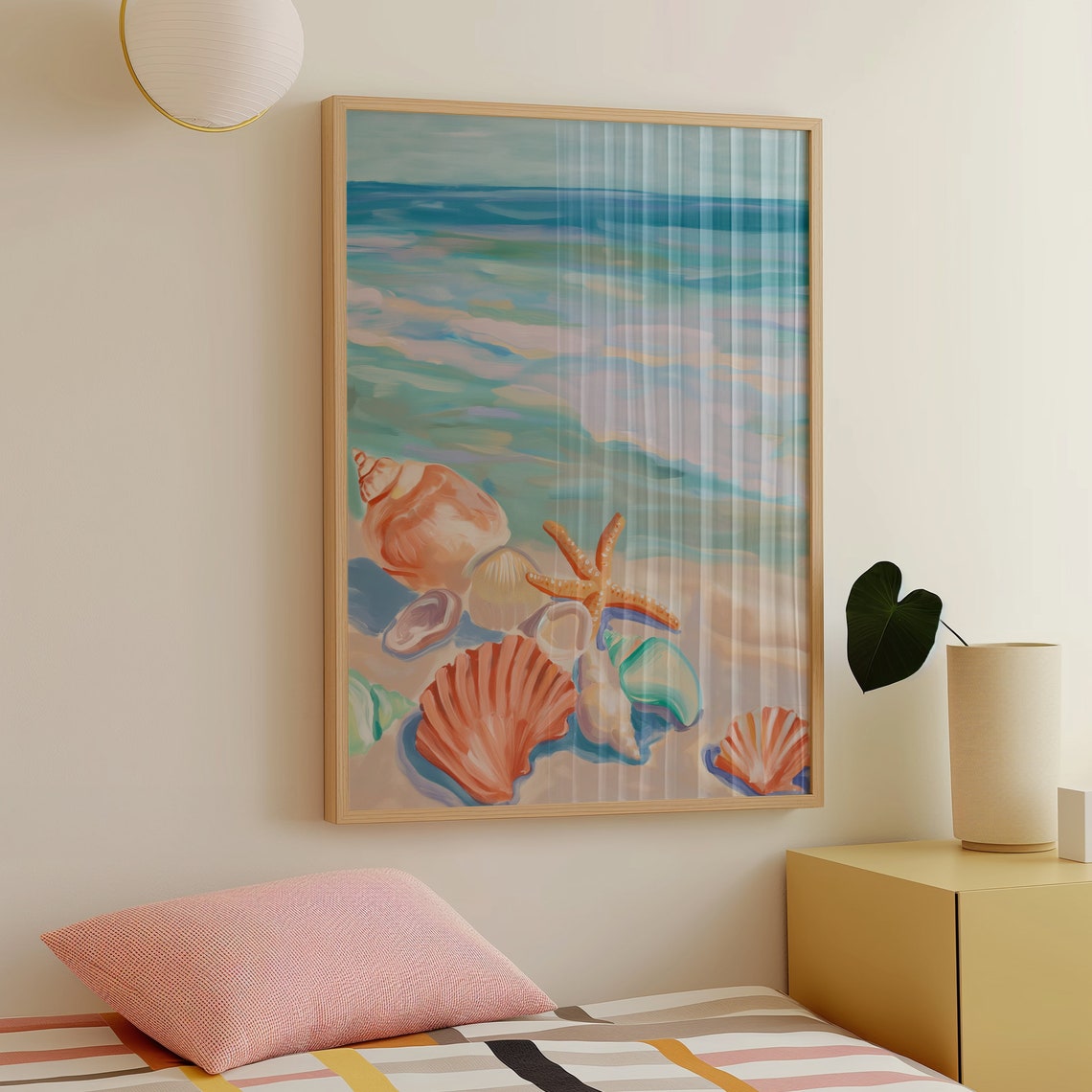 Beach Seashells Starfish Turquoise Shoreline Coastal Art Poster - Image 5