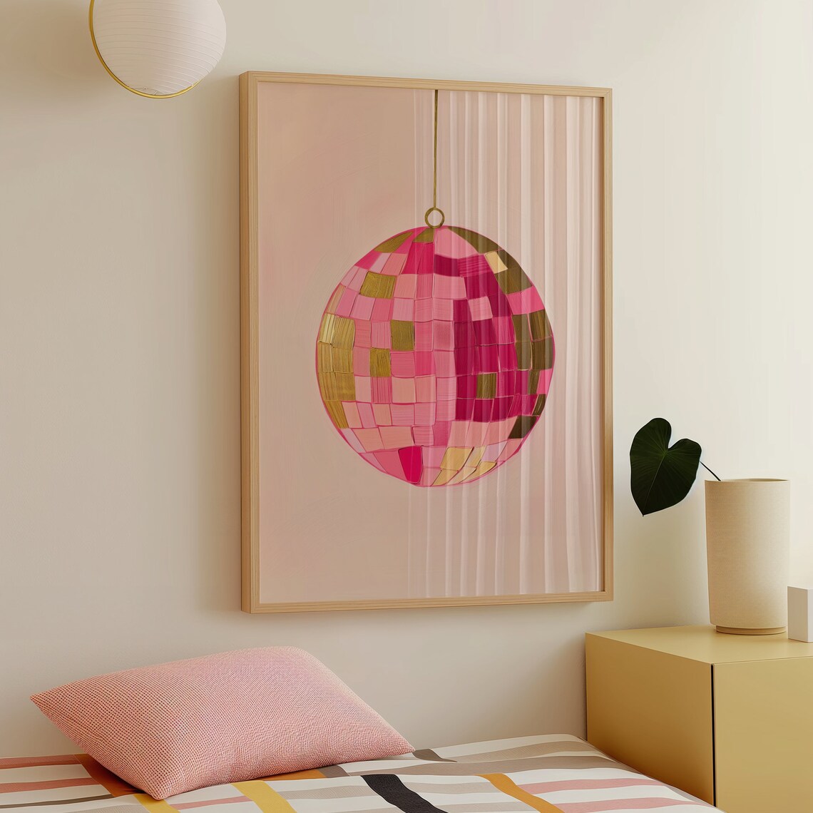 Pink Disco Ball Gold Retro Funky Mirror Ball Party Wall Poster - Image 5