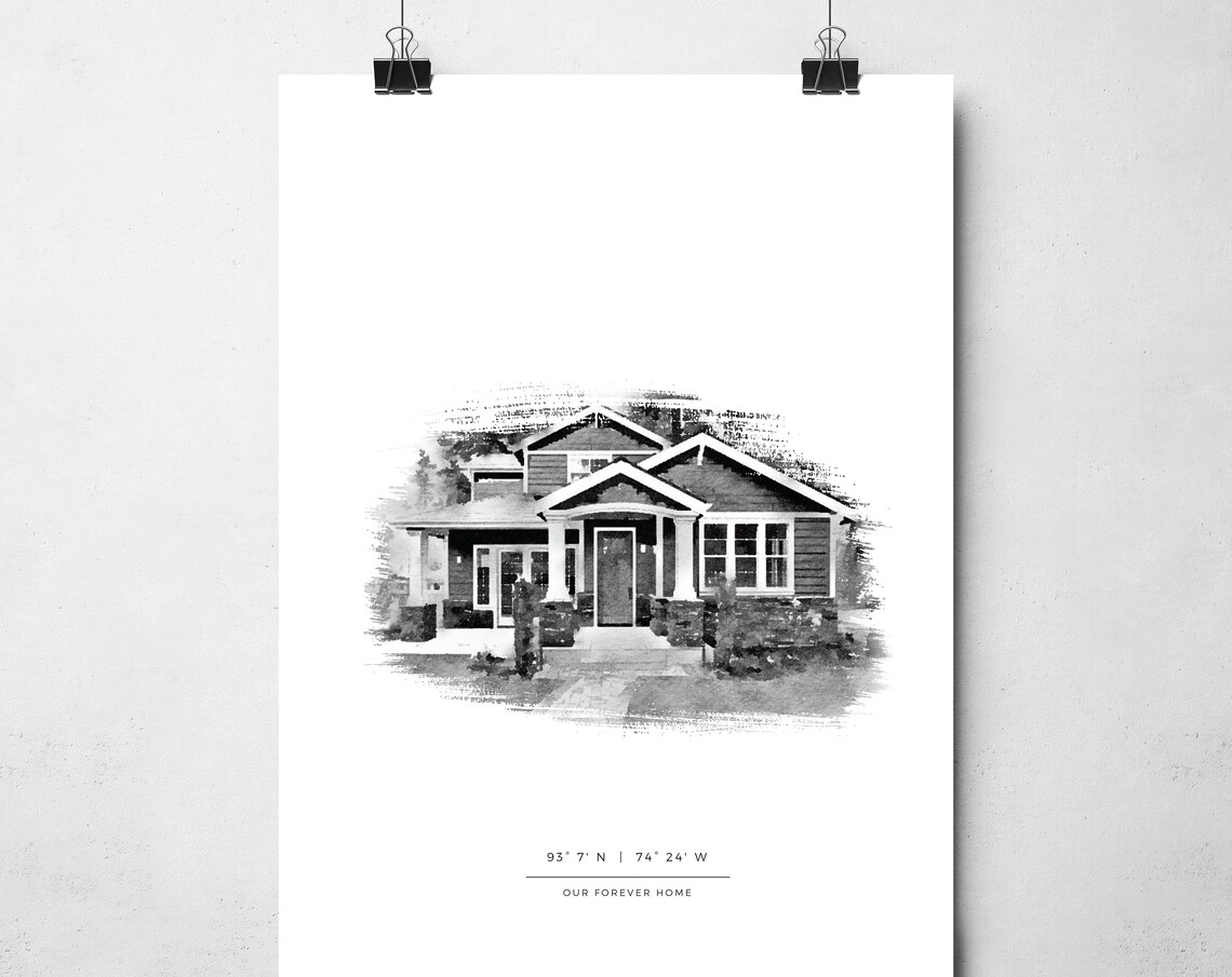 Custom House Portrait, Watercolor Housewarming Art Print