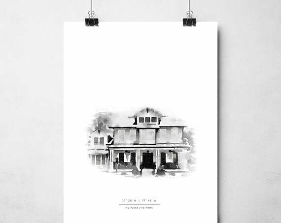 Custom House Portrait Watercolor Home Art Print