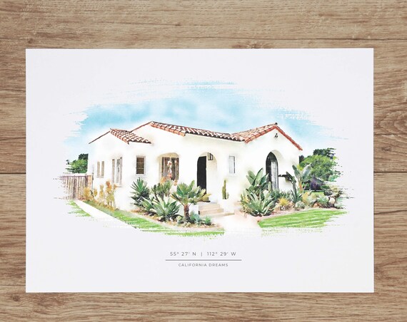 Custom House Portrait - Watercolor