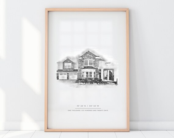 Custom House Portrait - Watercolor