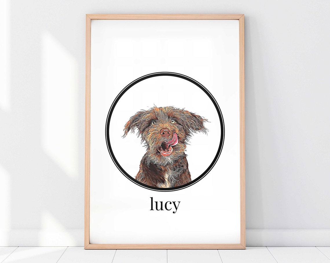 Custom Pet Portrait, Peekaboo Pet Memorial Art Print