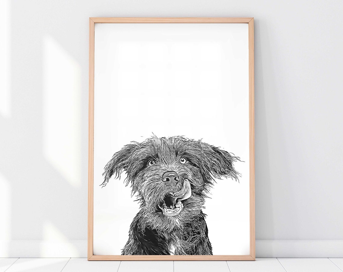 Custom Pet Portrait From Photo, Dog and Cat Memorial Art Print