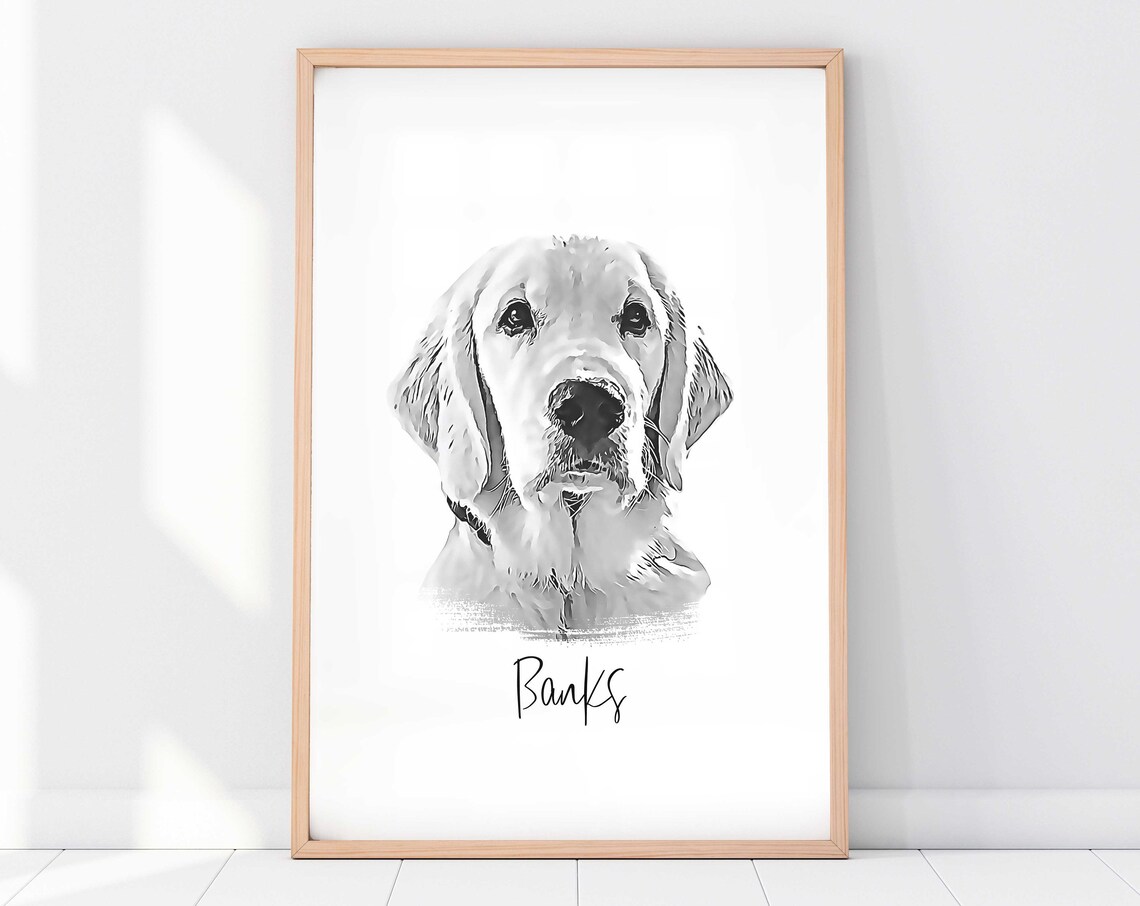 Custom Pet Portrait Dog and Cat Memorial Art Print