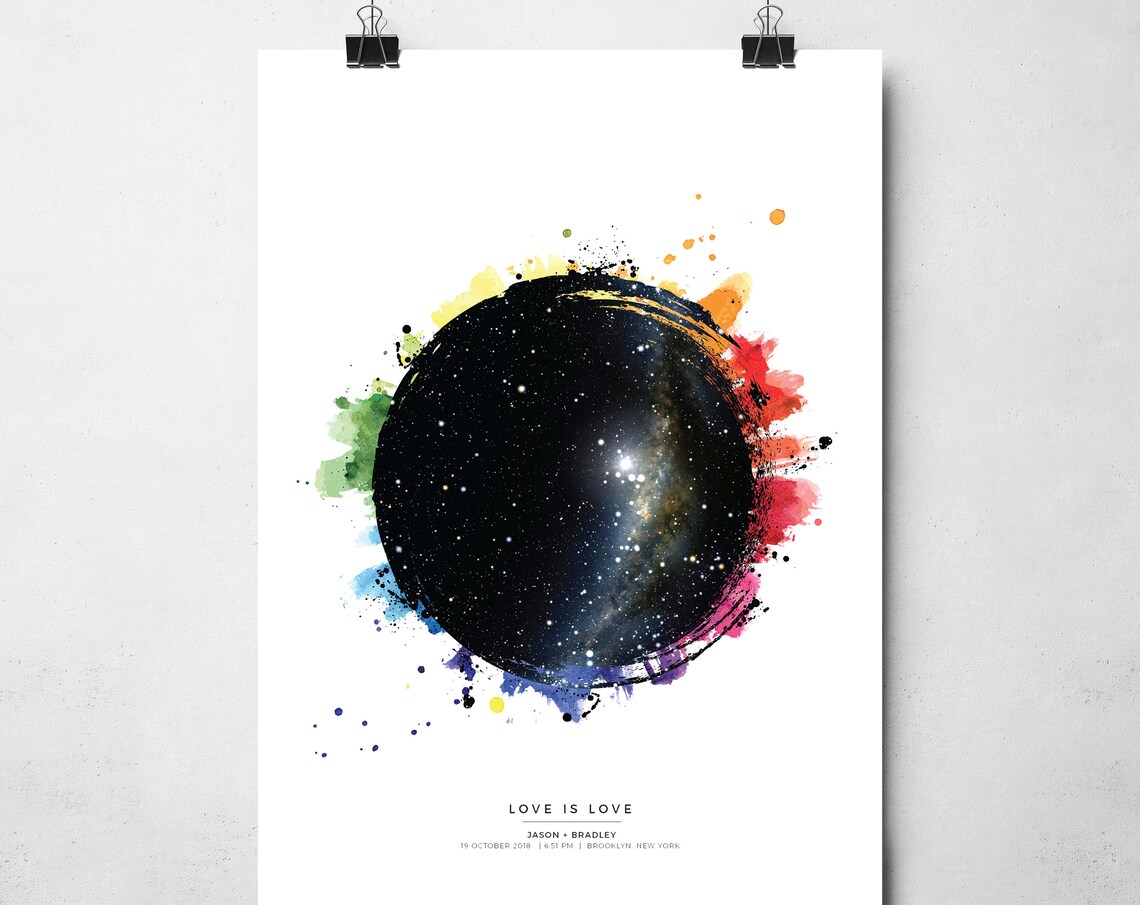 Personalized Star Map, LGBT Pride Anniversary Art Print
