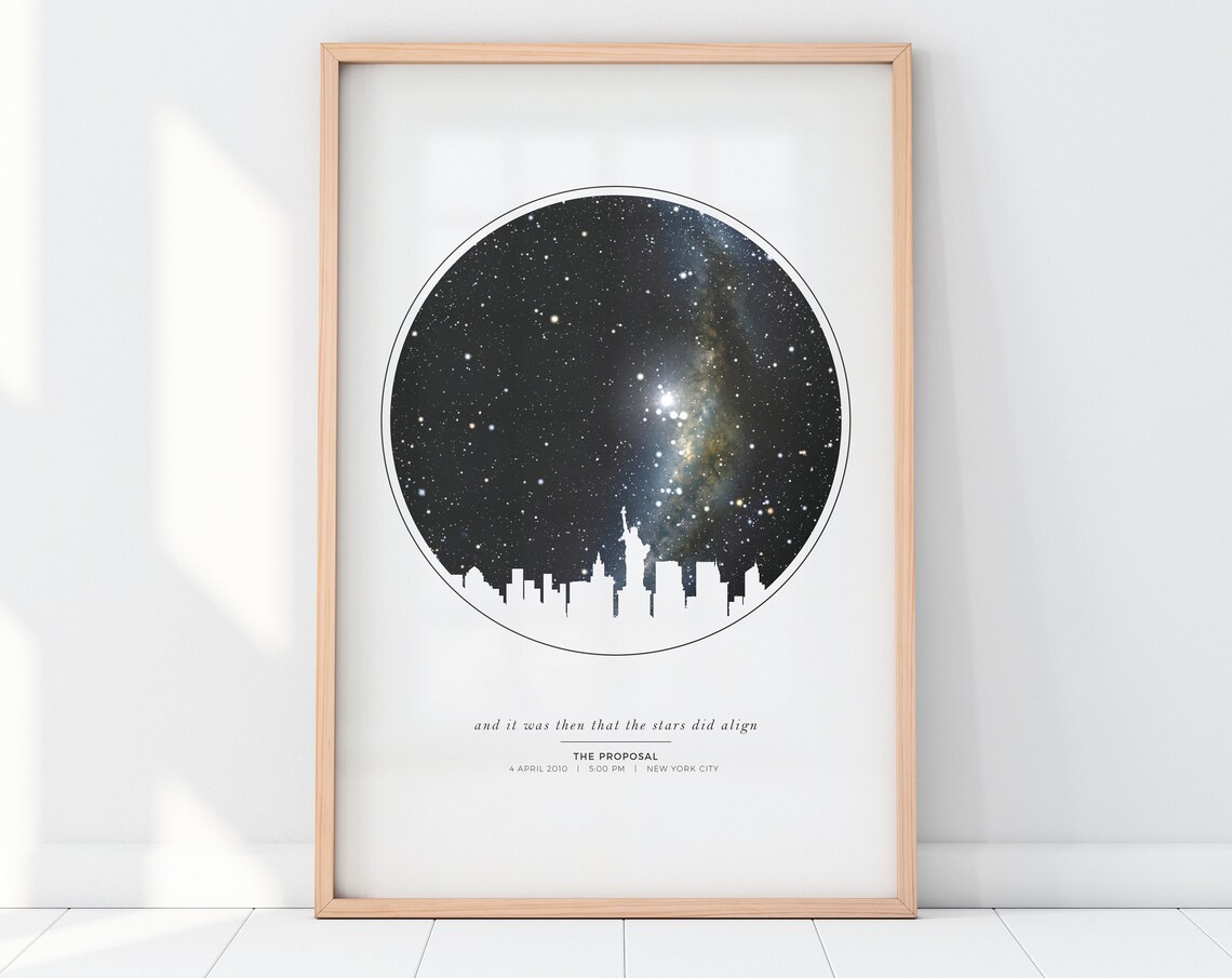 Personalized City Skyline Star Map Art Print, Custom - Image 3