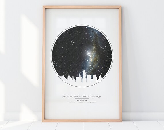 Personalized City Skyline Star Map Art Print