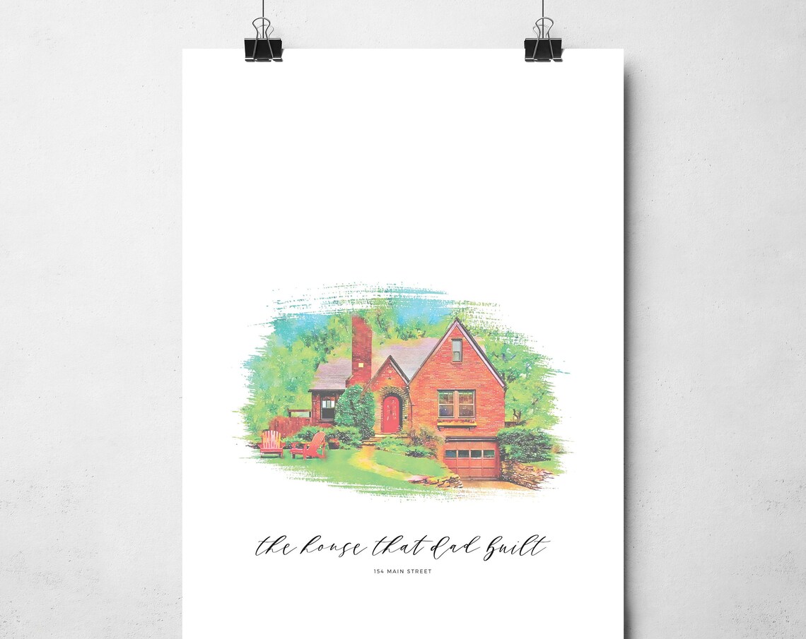 Custom House Portrait - Watercolor Home Art
