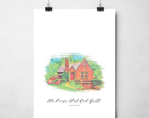 Custom House Portrait - Watercolor Home Art