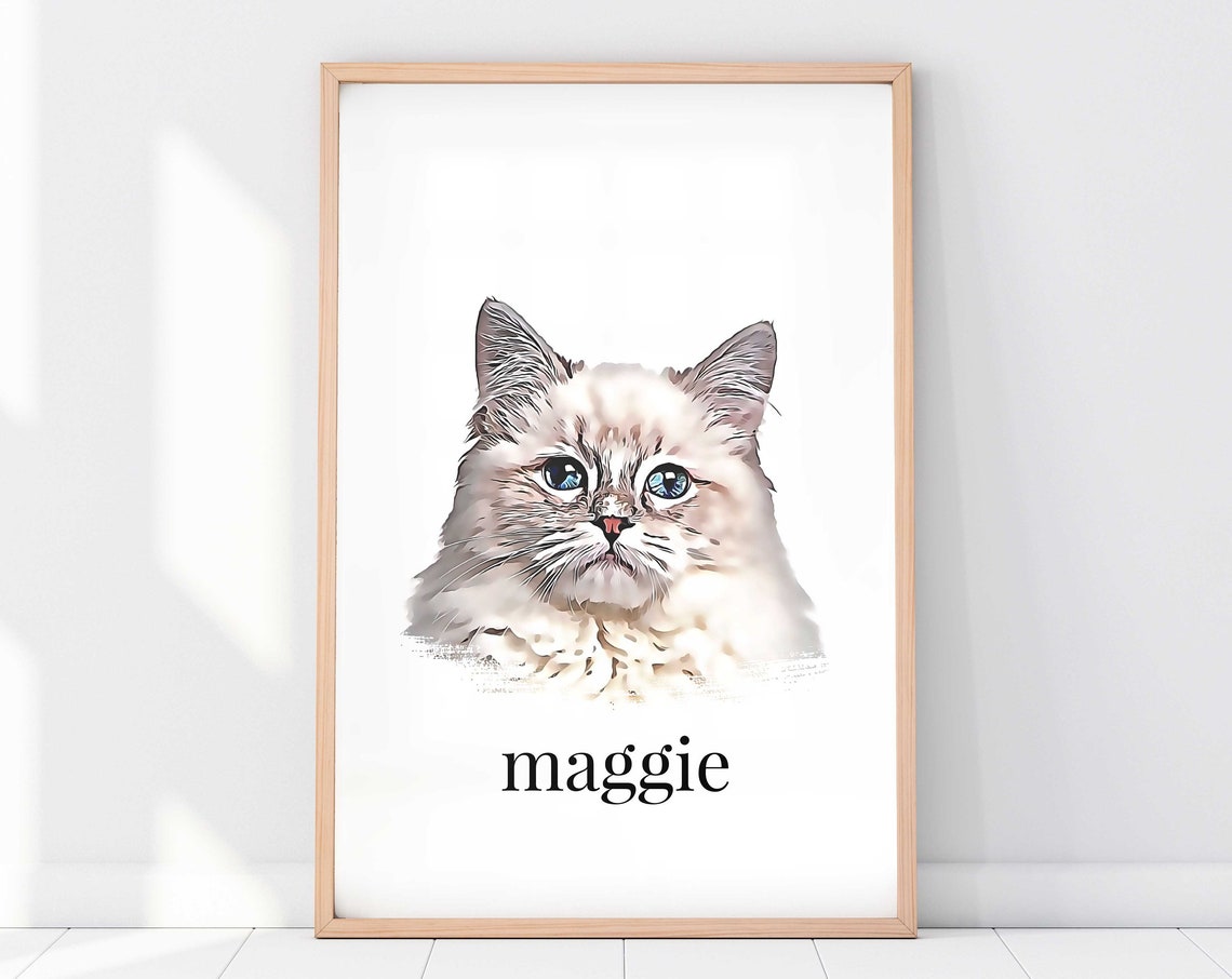 Custom Pet Portrait, Dog or Cat Memorial Art Print