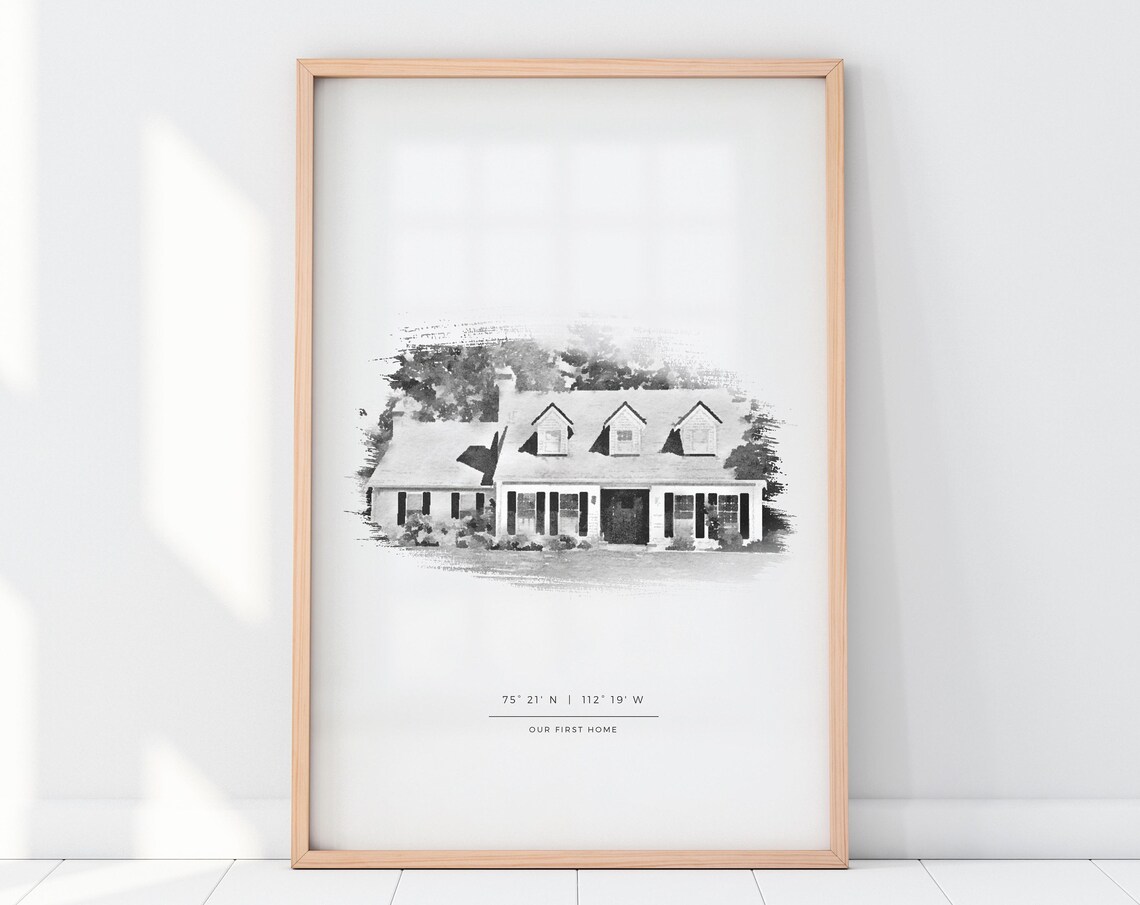 Custom House Portrait Watercolor Home Illustration
