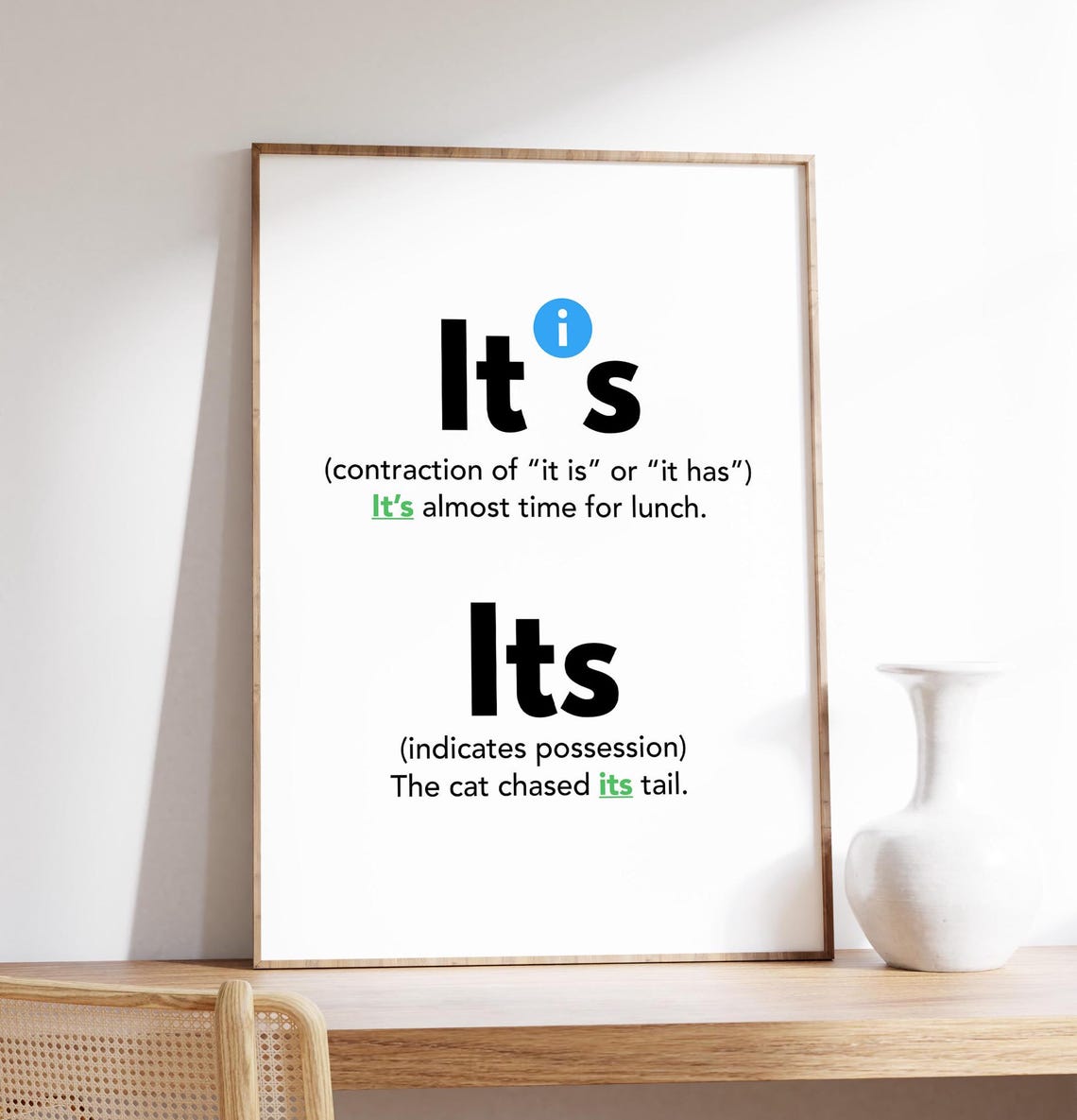 It's vs Its Grammar Rule Educational Classroom Language Arts Poster