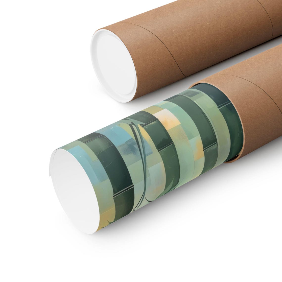 Modern Geometric Bamboo Groove Pixel Mosaic Golden Light Poster - Image 2