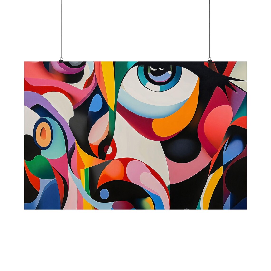Vivid Abstract Face Painting With Swirling Rainbow Colors Poster - Image 3