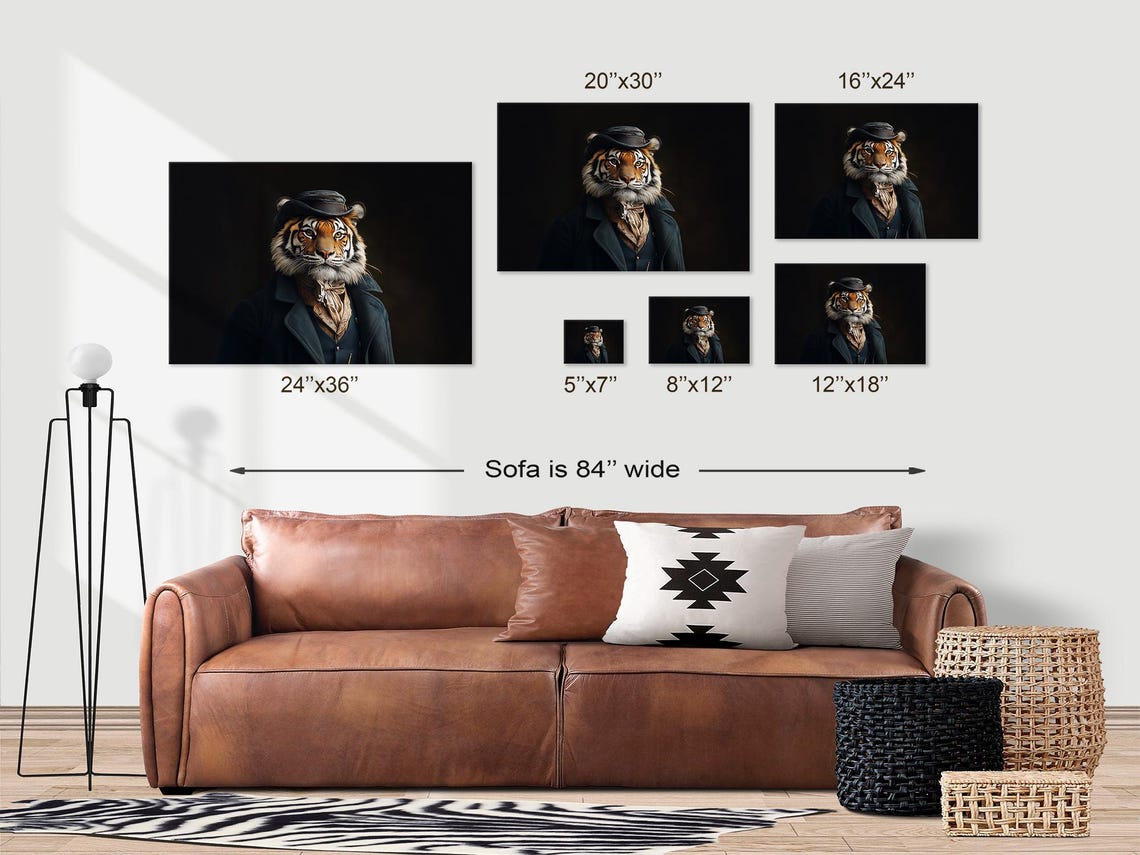 Dapper Tiger Wearing a Bowler Hat in Dark Elegant Style Poster - Image 3