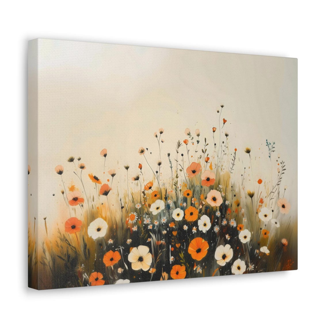 Soft Wildflower Meadow Cream Blooms Modern Botanical Wall Art - Image 2