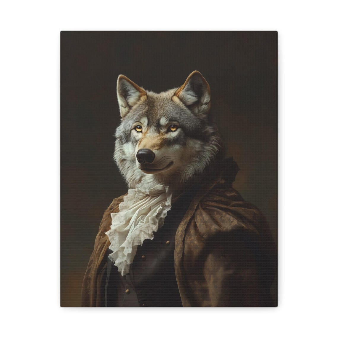 Victorian Wolf Portrait Wall Art Wildlife Home Decor Victorian Style Artwork Animal Lover Gift Gothic Wolf Decor