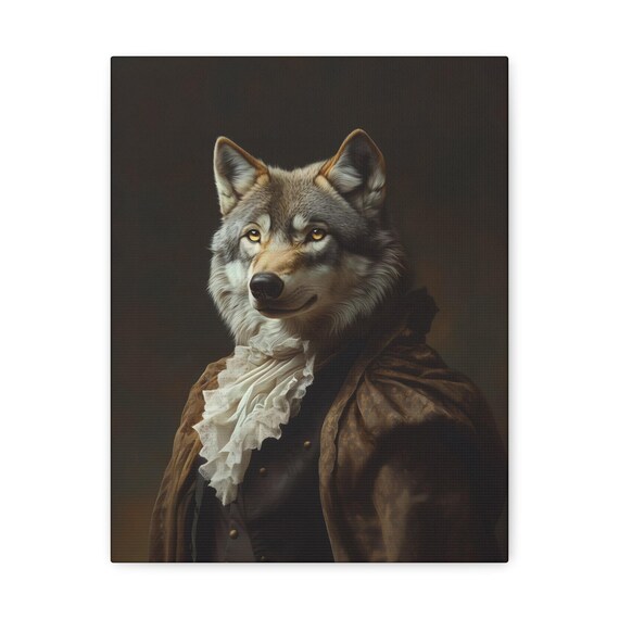 Regal Wolf In Victorian Ruffled Jabot And Brocade Coat Poster