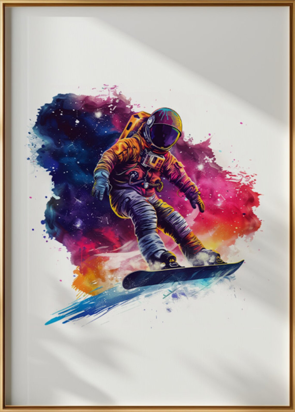 Astronaut Snowboarding Galaxy Watercolor Space Sports Poster - Image 2