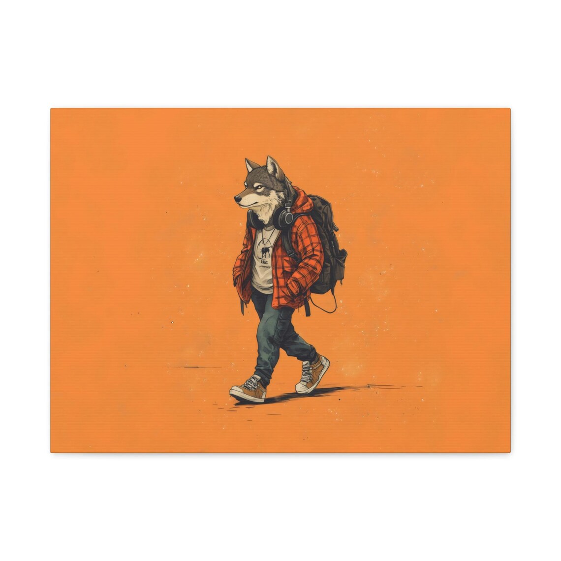 Hipster Wolf in Flannel Shirt Backpack Cool Streetwear Animal Poster - Image 2