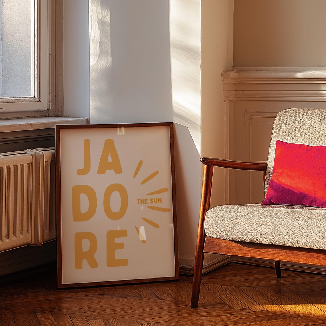Jadore The Sun Golden Yellow Typography Poster Sun Rays Decor - Image 5