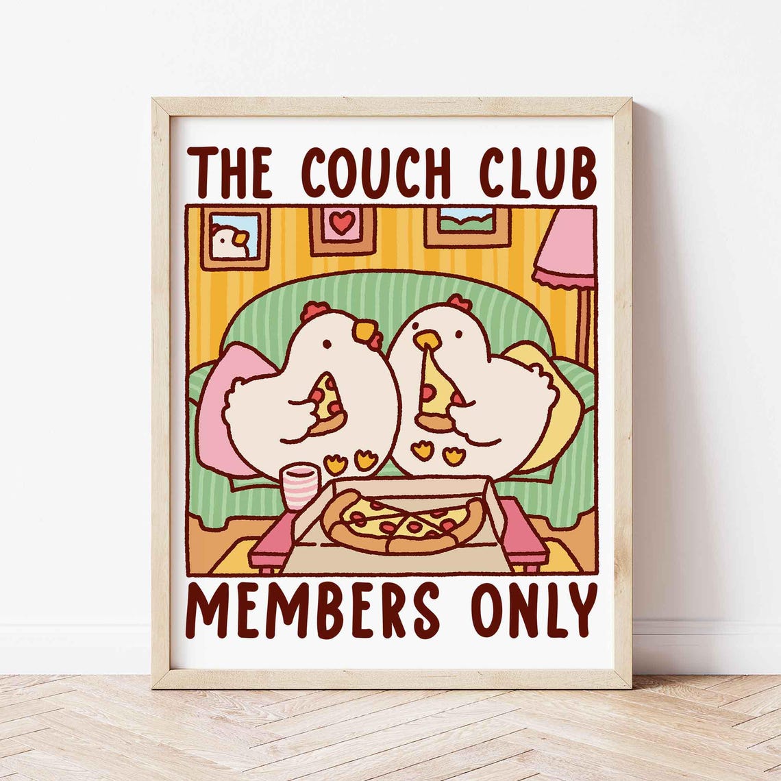 The Couch Club Chicken Pizza Party Cozy Funny Quote Gift Wall Poster