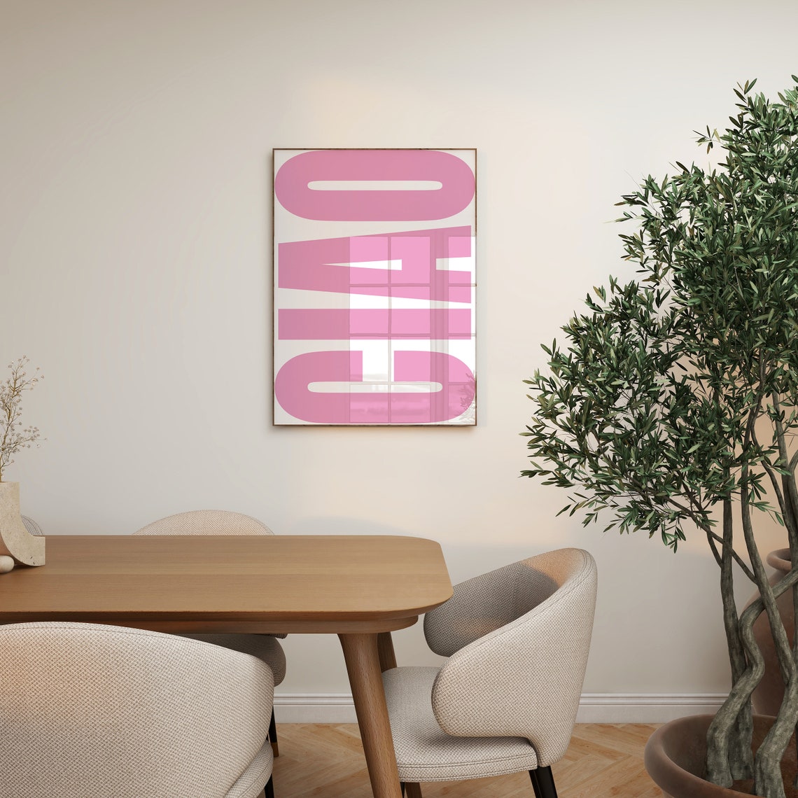 Ciao Pink Oversized Vertical Typography Italian Quote Poster