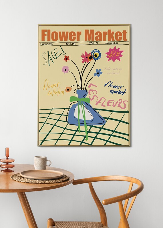 Playful Flower Market Bold Typography Flower Vase Sale Poster