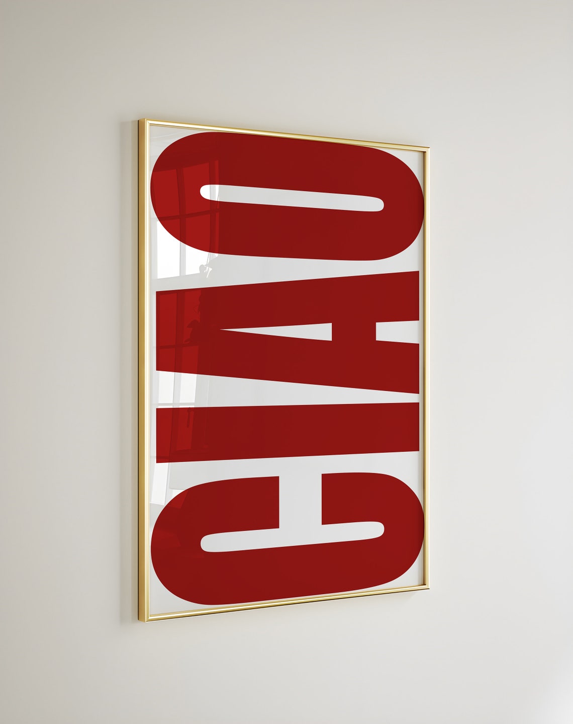 Ciao Bold Red Oversized Vertical Typography Italian Quote Poster