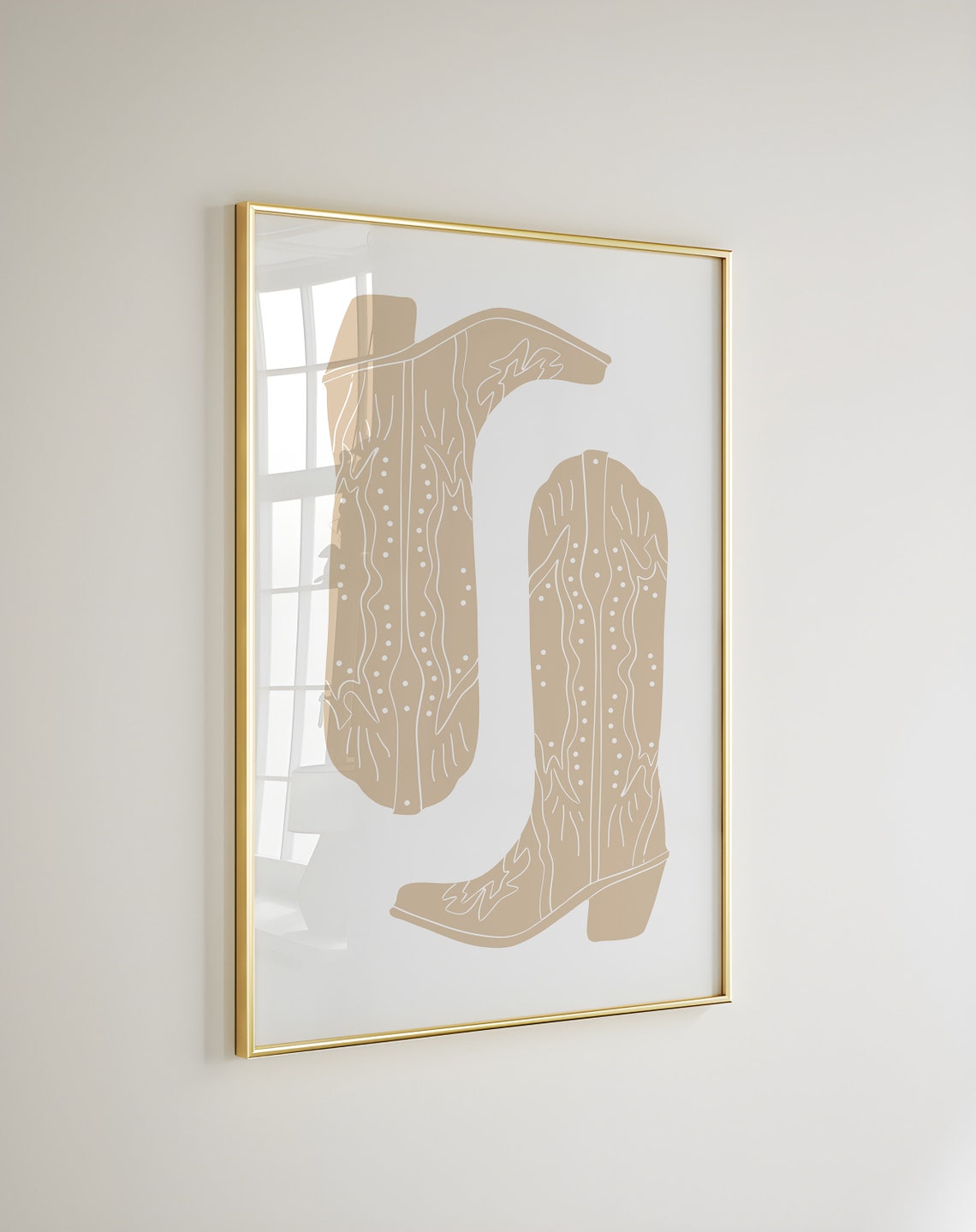 Beige Cowboy Boots Minimalist Western Desert Nursery Decor Poster - Image 4
