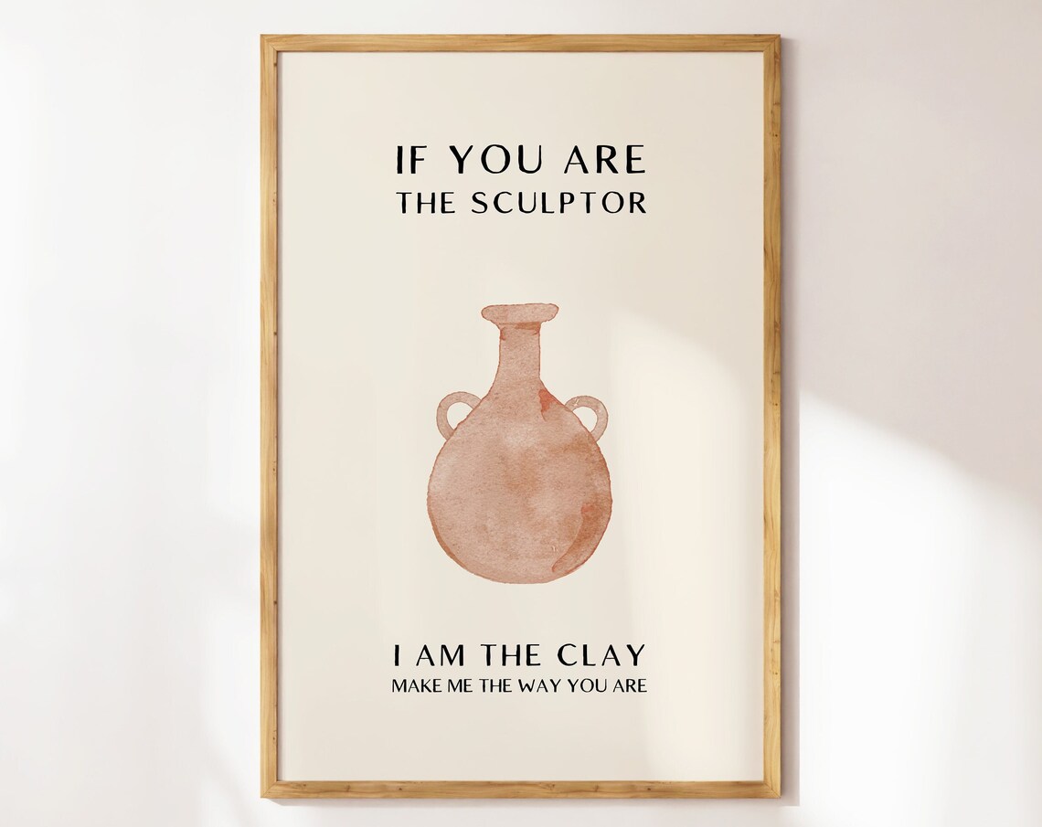 I Am the Clay Sculptor Watercolor Vessel Christian Faith Quote Poster