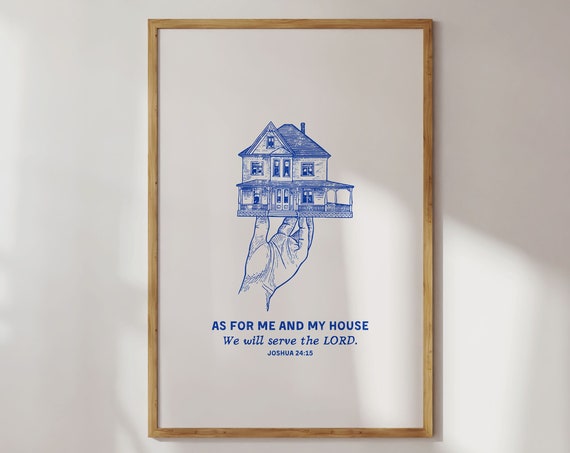 Joshua 24:15 Vintage Bible Verse Art Print