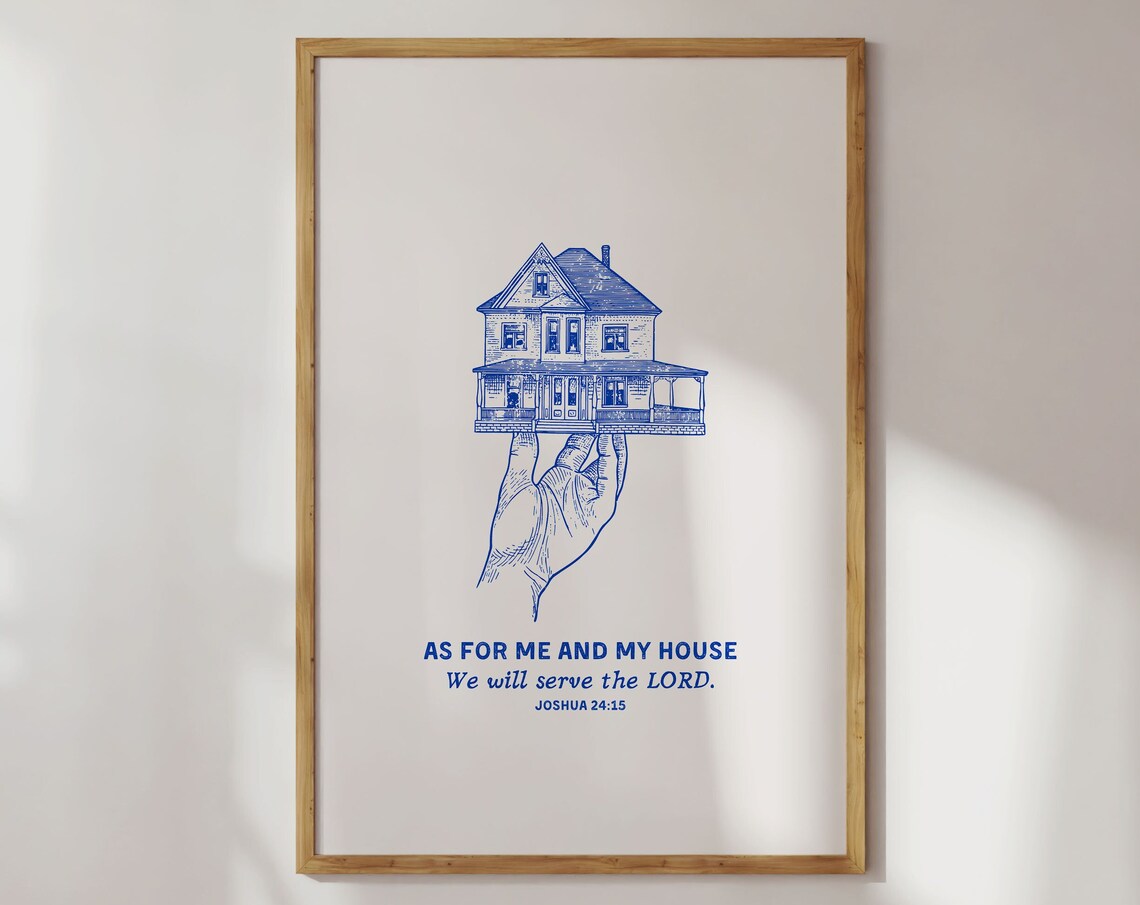 Joshua 24:15 Vintage Bible Verse Art Print
