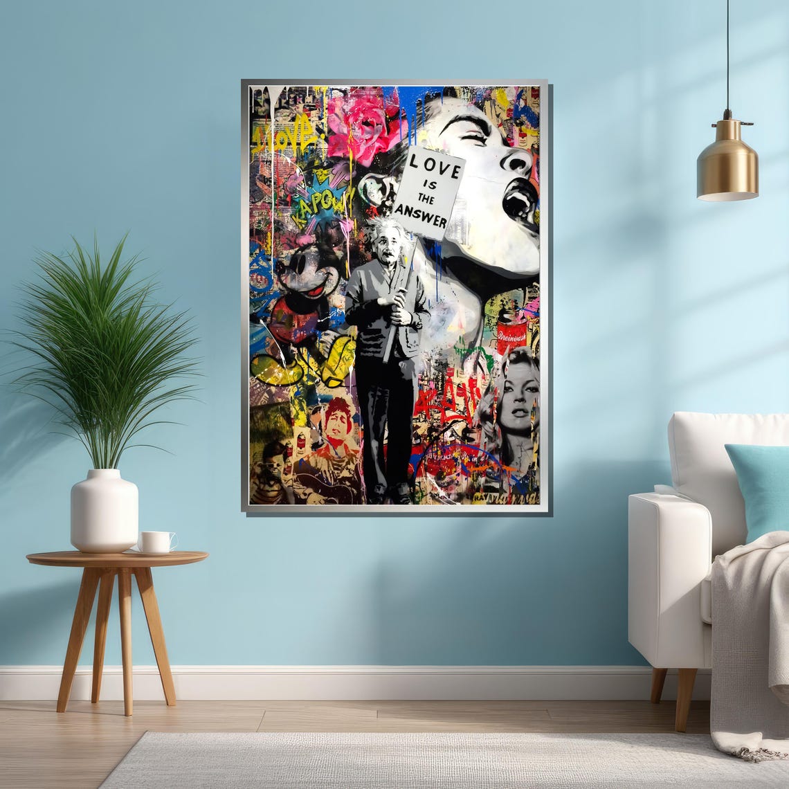 Love Is the Answer Graffiti Collage Pop Art Statement Poster - Image 4