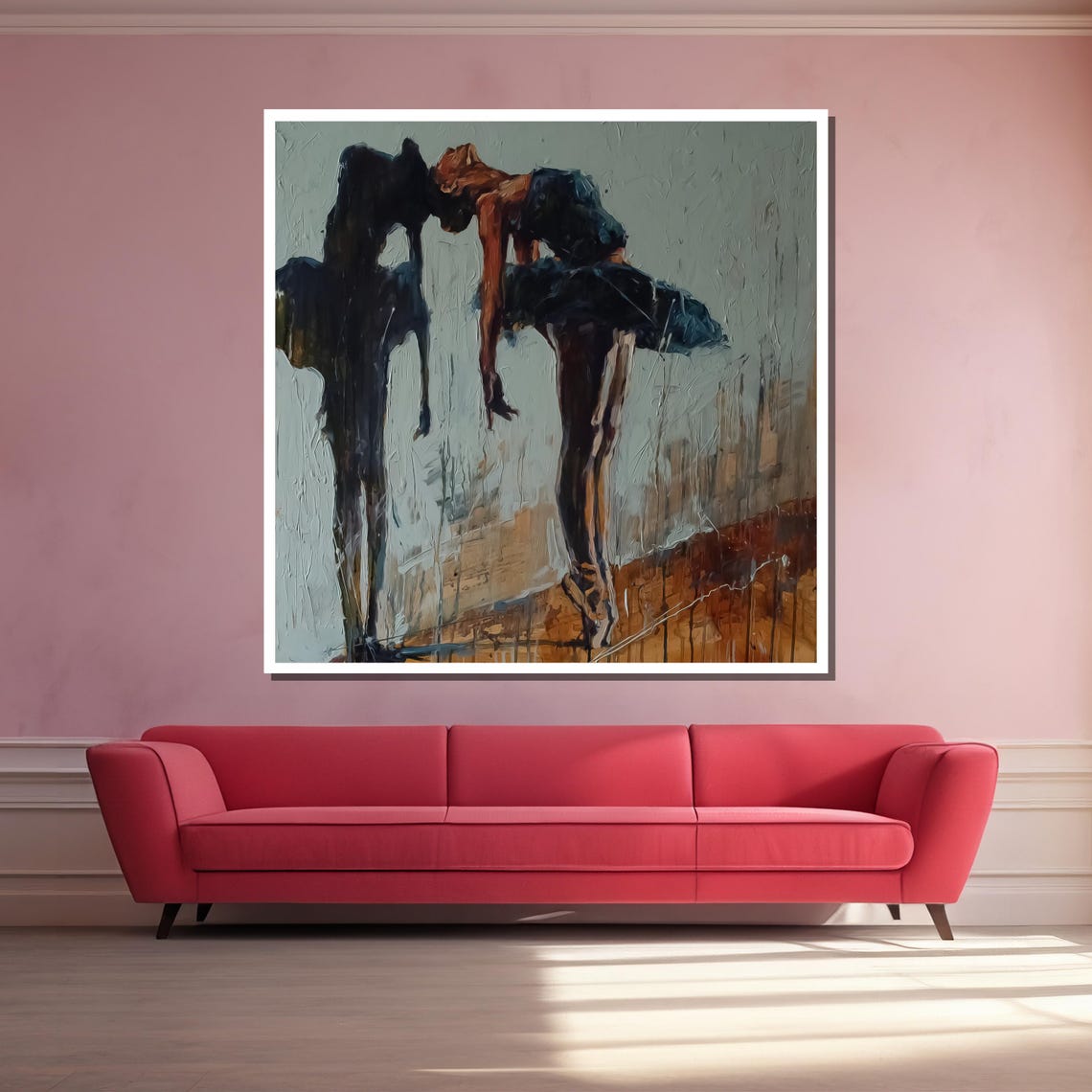 Expressive Abstract Ballerina Dancers Thick Impasto Oil Poster - Image 3