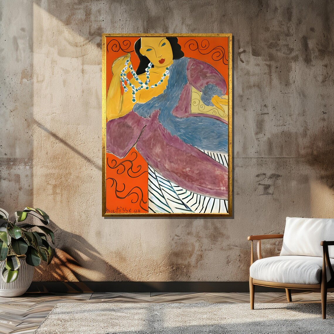 Henri Matisse Reclining Woman with Pearls Fauvist Orange Art Poster - Image 6
