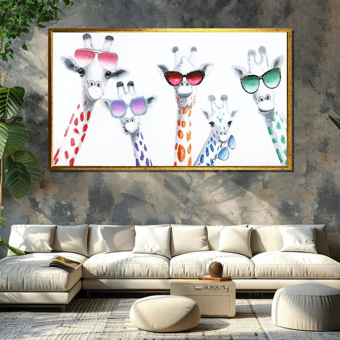Five Playful Giraffes Wearing Colorful Sunglasses Funny Wall Poster - Image 6