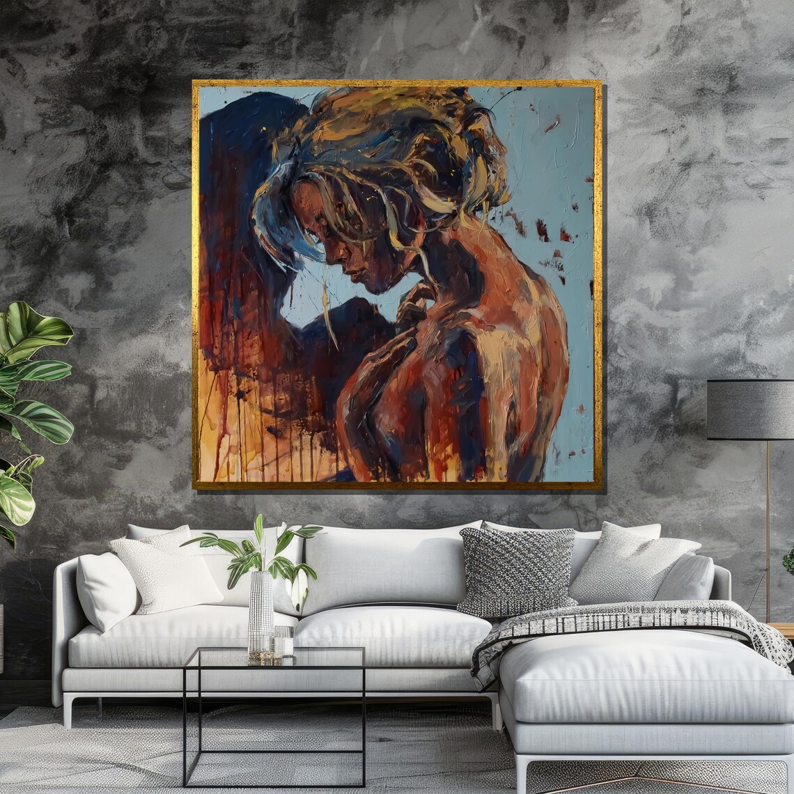 Emotional Woman Bowed Head Warm Tones Poster for Bedroom Decor - Image 6