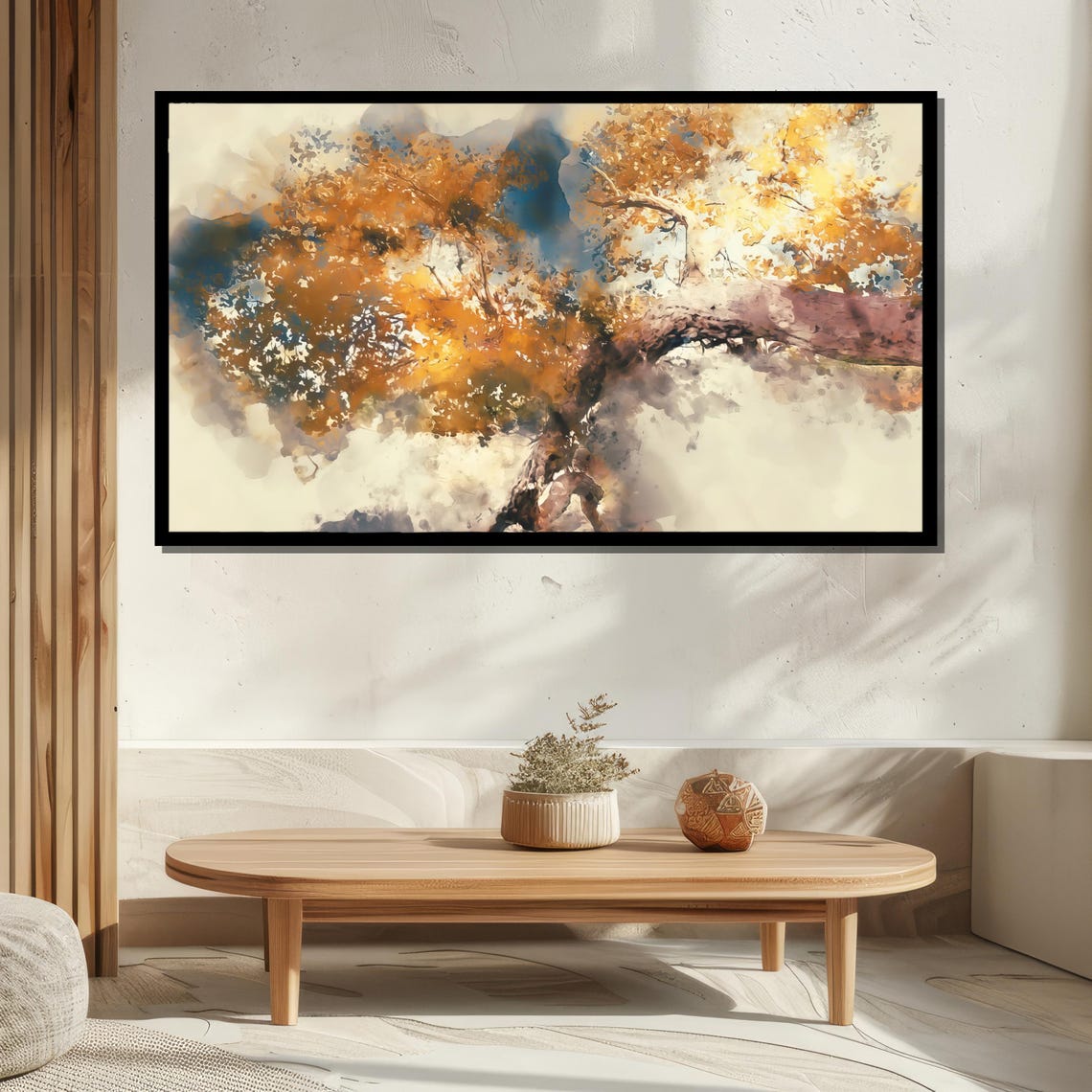 Golden Abstract Tree Wall Art Modern Watercolor Inspired Home Decor - Image 5