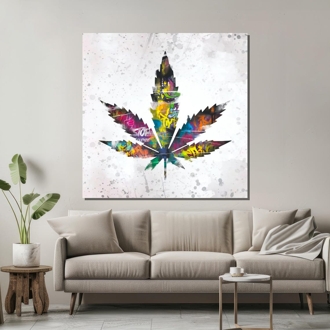 Cannabis Leaf Filled With Colorful Graffiti Designs Street Art Poster - Image 2