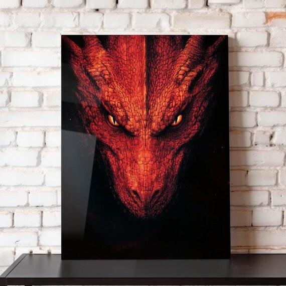 Red Dragon Wall Art Dragon Poster Metal Poster Dragon Wall Art Red Dragon Print 8x10 12x16 16x20