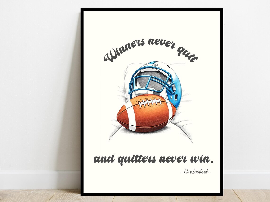 Winners Never Quit Vince Lombardi Football Quote Motivation Poster
